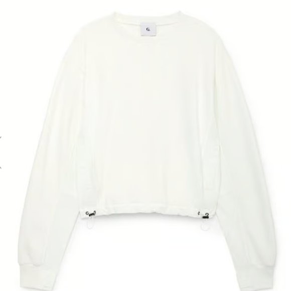 NWT! Never Worn G. LABEL BY GOOP Kap Woven-Combo Crewneck Sweatshirt - Picture 2 of 3